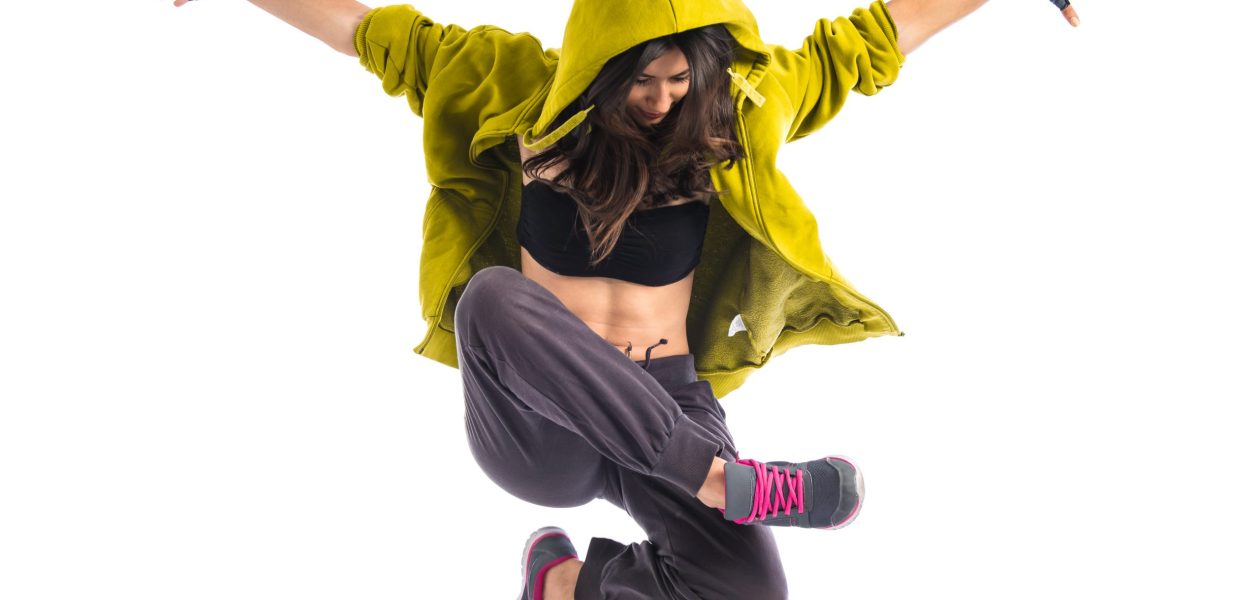 Teenager girl dancing hip hop